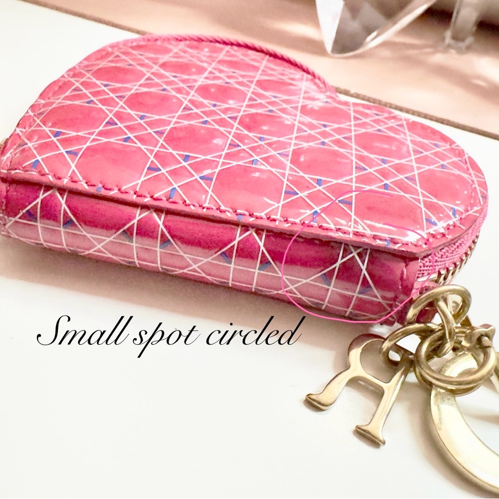 Pink Dior Heart Coin Wallet - Picture 7 of 12